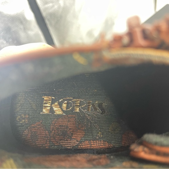 Korks Stacy Platform Ankle Boot Bootie Size 9.5 Burnished Dark Brown Buckle Boho - Picture 5 of 10